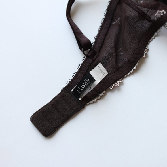 Chantelle Sheer Balconette Bra Size 34D Brown Ombre Embroidery Underwire - Picture 6 of 7